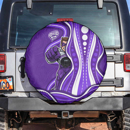 Hobart Hurricanes Spare Tire Cover Aboriginal Dot Art Purple White - Tribal Wave Pattern