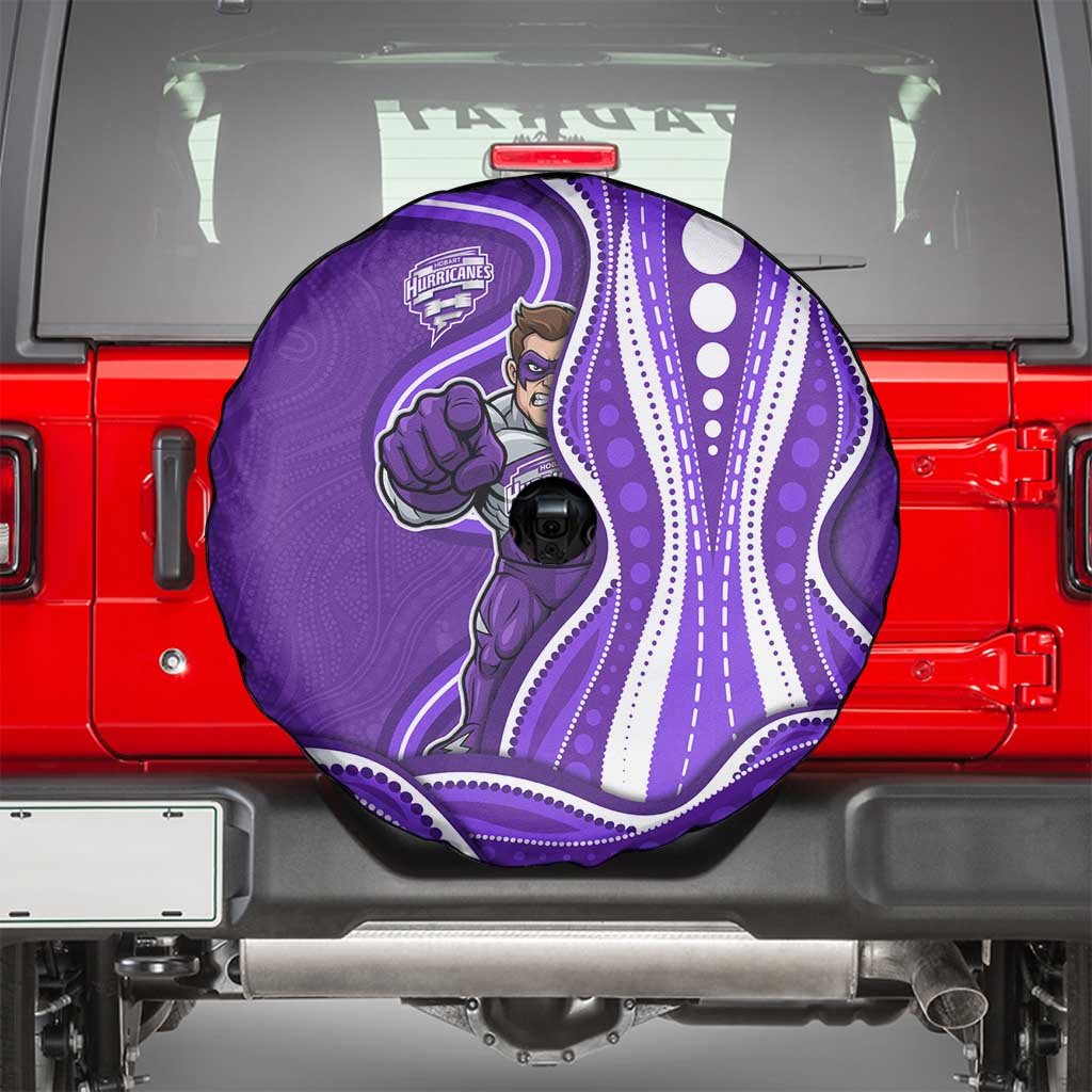 Hobart Hurricanes Spare Tire Cover Aboriginal Dot Art Purple White - Tribal Wave Pattern