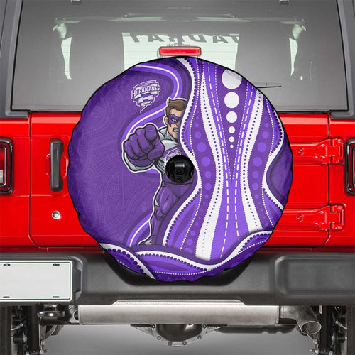 Hobart Hurricanes Spare Tire Cover Aboriginal Dot Art Purple White - Tribal Wave Pattern