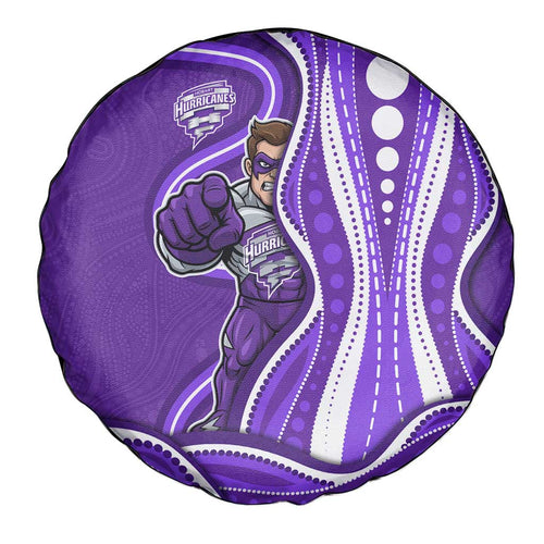 Hobart Hurricanes Spare Tire Cover Aboriginal Dot Art Purple White - Tribal Wave Pattern