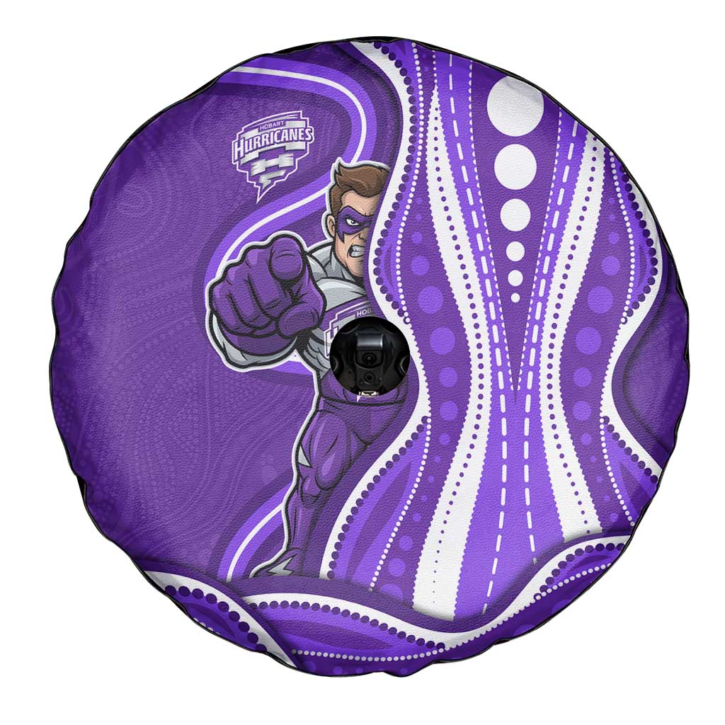 Hobart Hurricanes Spare Tire Cover Aboriginal Dot Art Purple White - Tribal Wave Pattern