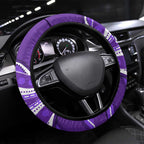 Hobart Hurricanes Steering Wheel Cover Aboriginal Dot Art Purple White - Tribal Wave Pattern