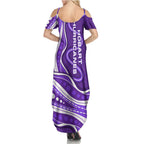 Hobart Hurricanes Summer Maxi Dress Aboriginal Dot Art Purple White - Tribal Wave Pattern