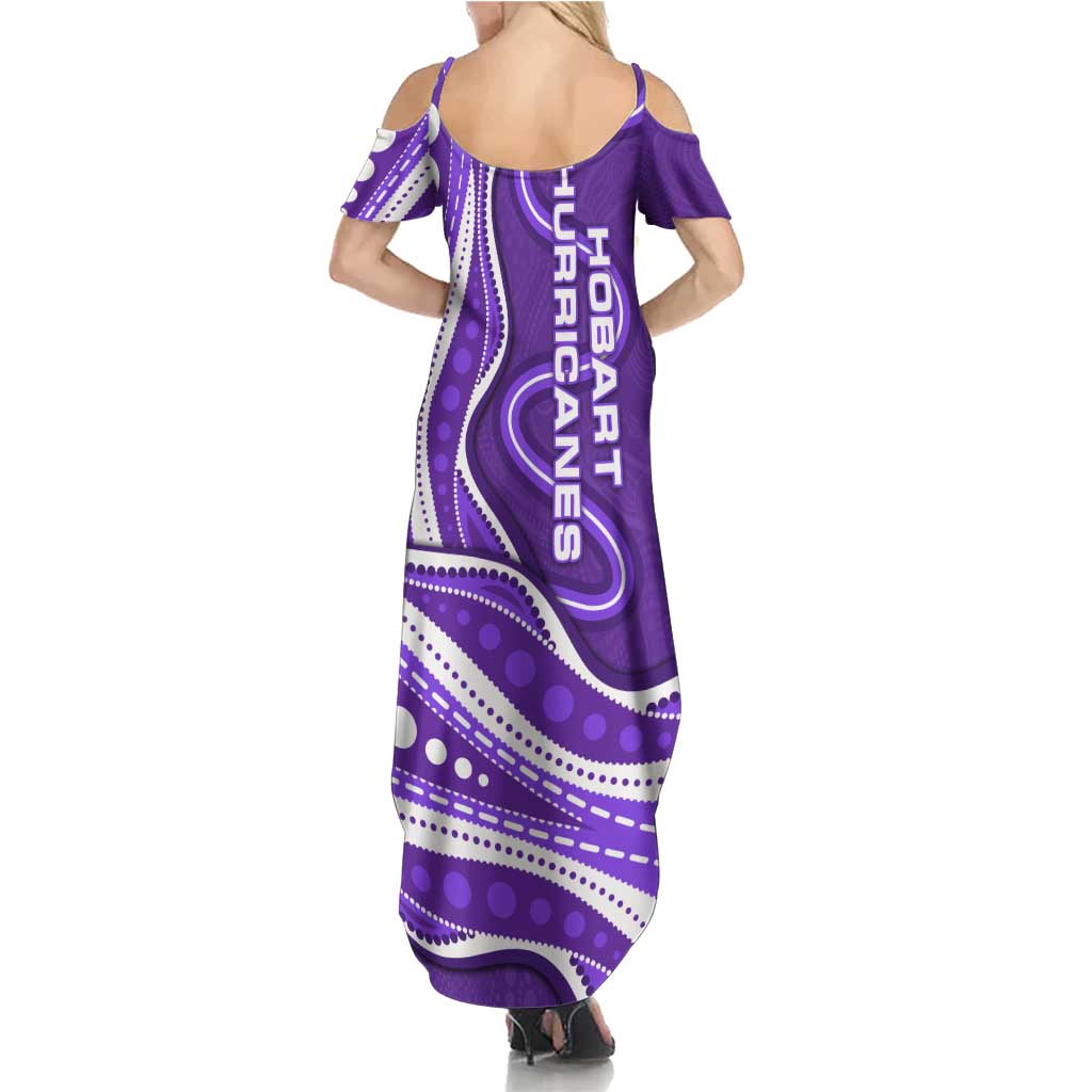 Hobart Hurricanes Summer Maxi Dress Aboriginal Dot Art Purple White - Tribal Wave Pattern