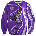 Hobart Hurricanes Sweatshirt Aboriginal Dot Art Purple White - Tribal Wave Pattern