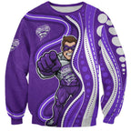 Hobart Hurricanes Sweatshirt Aboriginal Dot Art Purple White - Tribal Wave Pattern