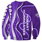 Hobart Hurricanes Sweatshirt Aboriginal Dot Art Purple White - Tribal Wave Pattern