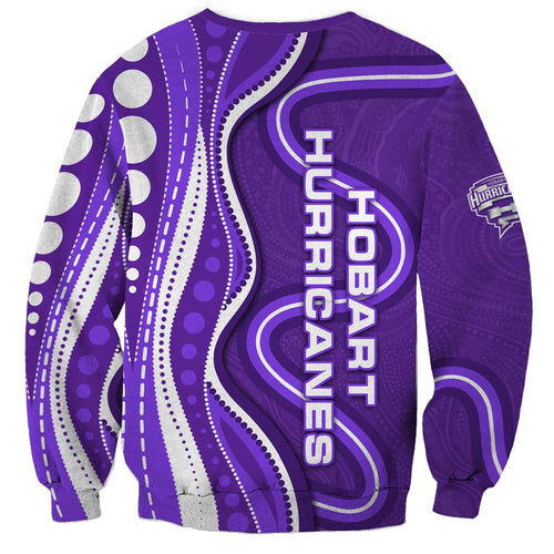 Hobart Hurricanes Sweatshirt Aboriginal Dot Art Purple White - Tribal Wave Pattern