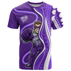 Hobart Hurricanes T Shirt Aboriginal Dot Art Purple White - Tribal Wave Pattern