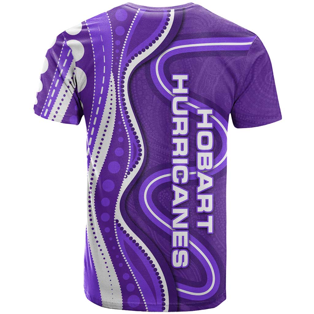 Hobart Hurricanes T Shirt Aboriginal Dot Art Purple White - Tribal Wave Pattern