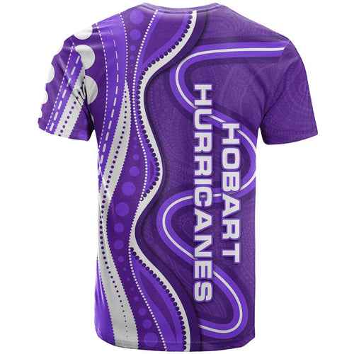 Hobart Hurricanes T Shirt Aboriginal Dot Art Purple White - Tribal Wave Pattern
