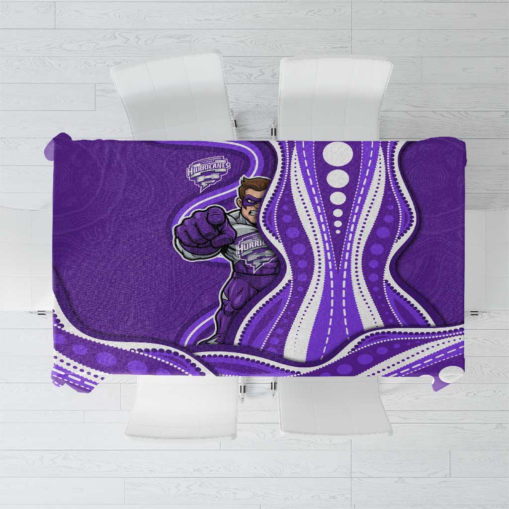 Hobart Hurricanes Tablecloth Aboriginal Dot Art Purple White - Tribal Wave Pattern