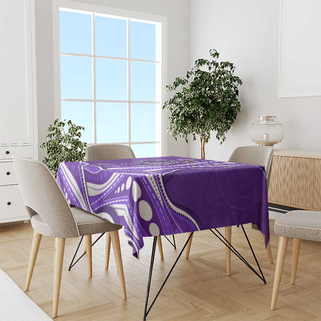 Hobart Hurricanes Tablecloth Aboriginal Dot Art Purple White - Tribal Wave Pattern