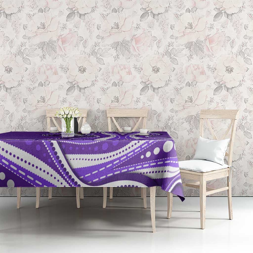 Hobart Hurricanes Tablecloth Aboriginal Dot Art Purple White - Tribal Wave Pattern