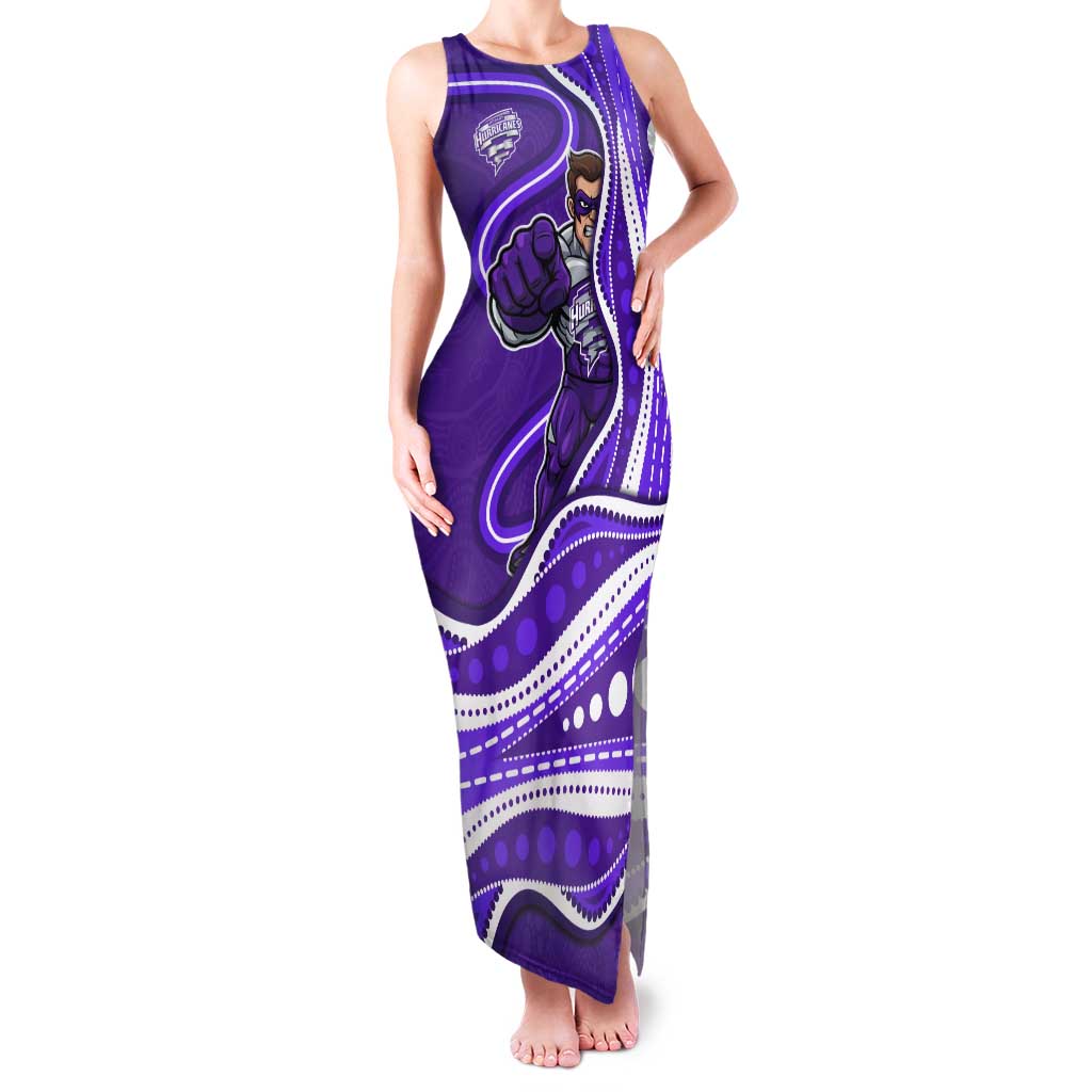 Hobart Hurricanes Tank Maxi Dress Aboriginal Dot Art Purple White - Tribal Wave Pattern