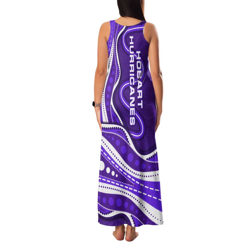 Hobart Hurricanes Tank Maxi Dress Aboriginal Dot Art Purple White - Tribal Wave Pattern