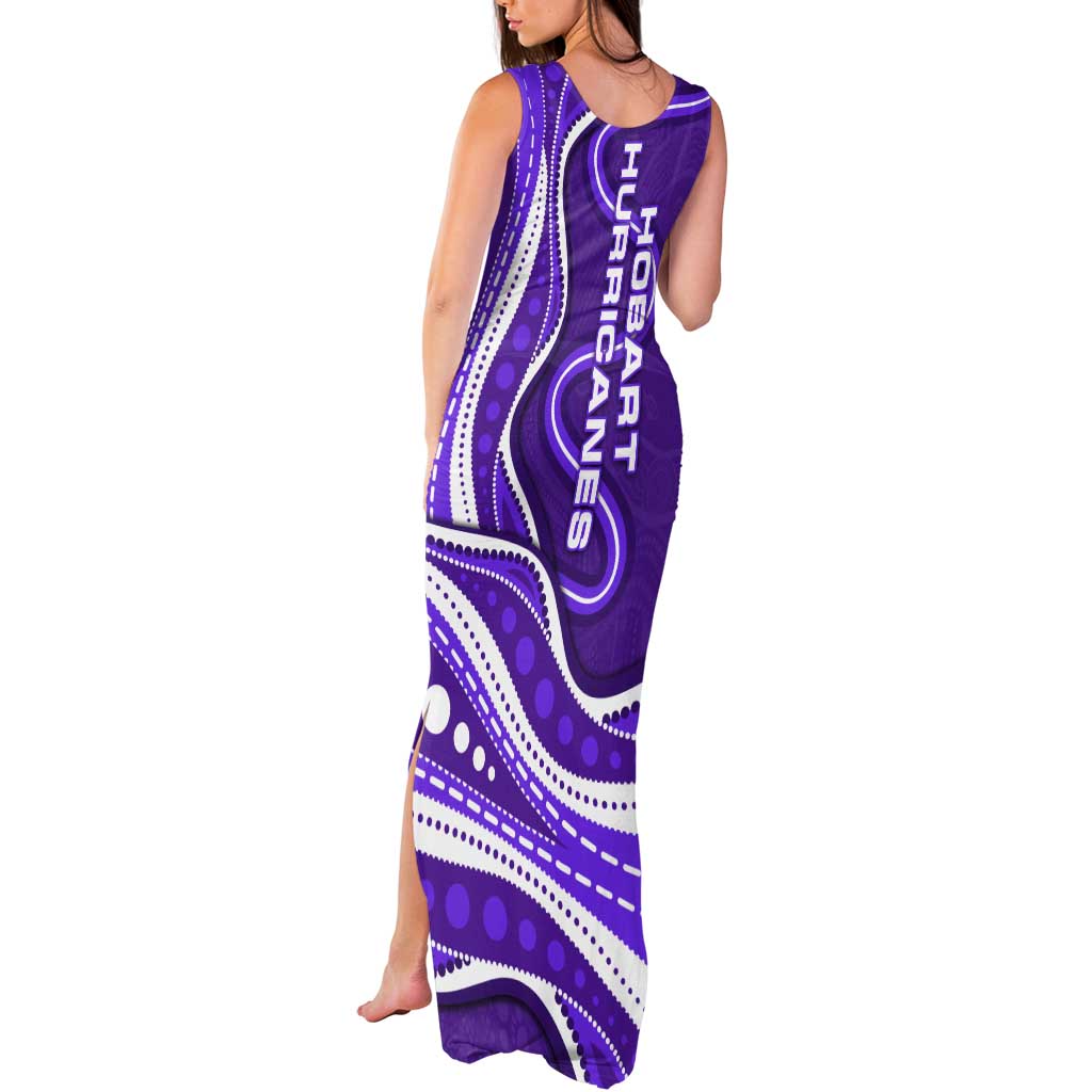 Hobart Hurricanes Tank Maxi Dress Aboriginal Dot Art Purple White - Tribal Wave Pattern