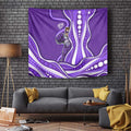 Hobart Hurricanes Tapestry Aboriginal Dot Art Purple White - Tribal Wave Pattern