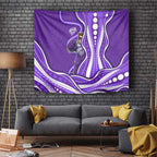 Hobart Hurricanes Tapestry Aboriginal Dot Art Purple White - Tribal Wave Pattern