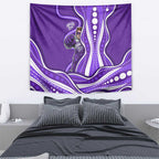 Hobart Hurricanes Tapestry Aboriginal Dot Art Purple White - Tribal Wave Pattern