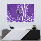 Hobart Hurricanes Tapestry Aboriginal Dot Art Purple White - Tribal Wave Pattern