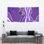 Hobart Hurricanes Tapestry Aboriginal Dot Art Purple White - Tribal Wave Pattern
