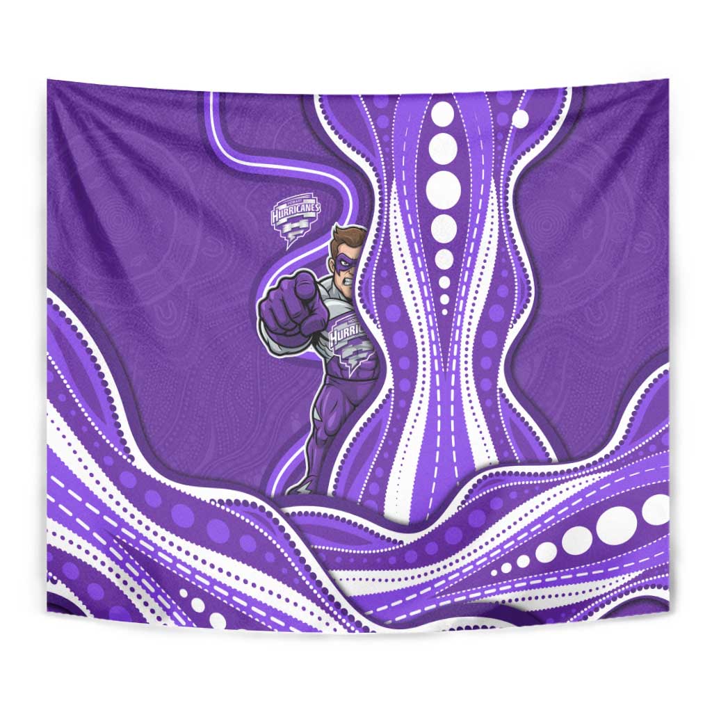 Hobart Hurricanes Tapestry Aboriginal Dot Art Purple White - Tribal Wave Pattern
