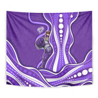 Hobart Hurricanes Tapestry Aboriginal Dot Art Purple White - Tribal Wave Pattern