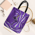 Hobart Hurricanes Tote Bag Aboriginal Dot Art Purple White - Tribal Wave Pattern