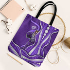 Hobart Hurricanes Tote Bag Aboriginal Dot Art Purple White - Tribal Wave Pattern