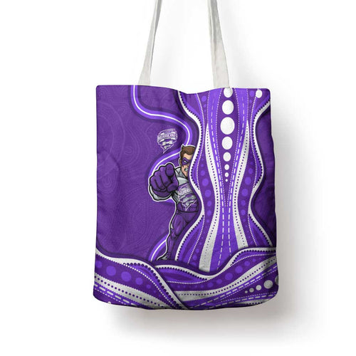 Hobart Hurricanes Tote Bag Aboriginal Dot Art Purple White - Tribal Wave Pattern