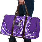 Hobart Hurricanes Travel Bag Aboriginal Dot Art Purple White - Tribal Wave Pattern