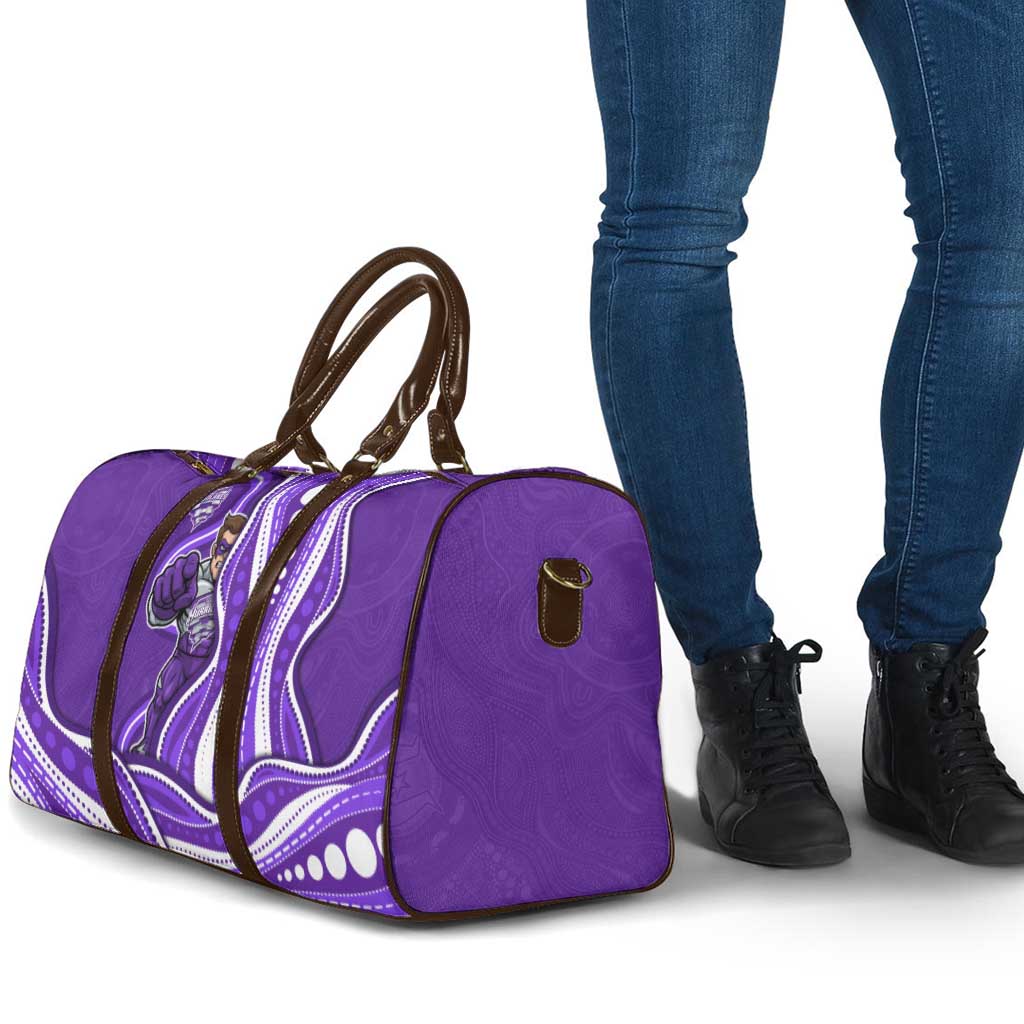 Hobart Hurricanes Travel Bag Aboriginal Dot Art Purple White - Tribal Wave Pattern
