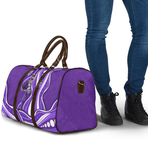 Hobart Hurricanes Travel Bag Aboriginal Dot Art Purple White - Tribal Wave Pattern