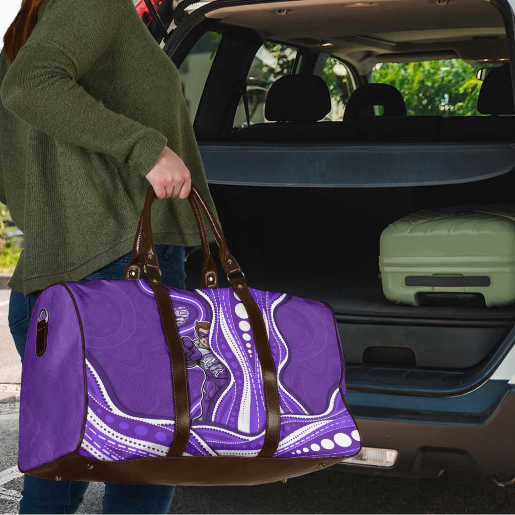 Hobart Hurricanes Travel Bag Aboriginal Dot Art Purple White - Tribal Wave Pattern