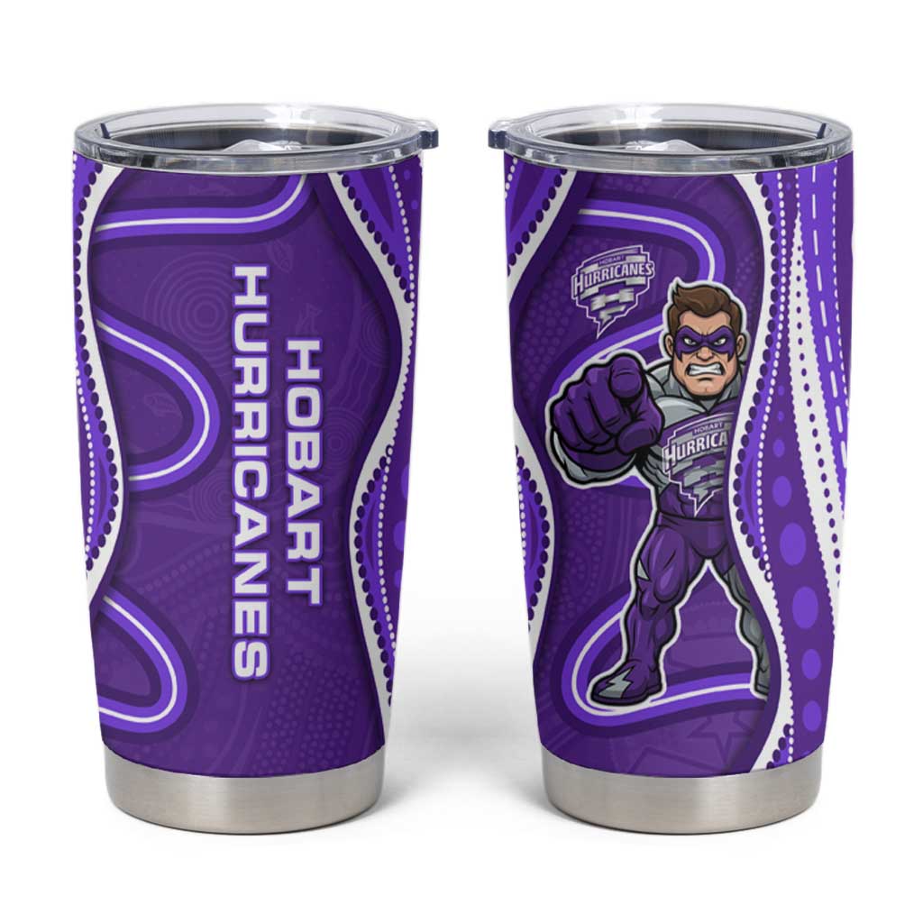 Hobart Hurricanes Tumbler Cup Aboriginal Dot Art Purple White - Tribal Wave Pattern