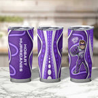 Hobart Hurricanes Tumbler Cup Aboriginal Dot Art Purple White - Tribal Wave Pattern