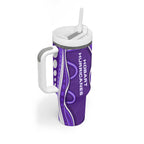 Hobart Hurricanes Tumbler With Handle Aboriginal Dot Art Purple White - Tribal Wave Pattern
