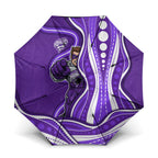 Hobart Hurricanes Umbrella Aboriginal Dot Art Purple White - Tribal Wave Pattern