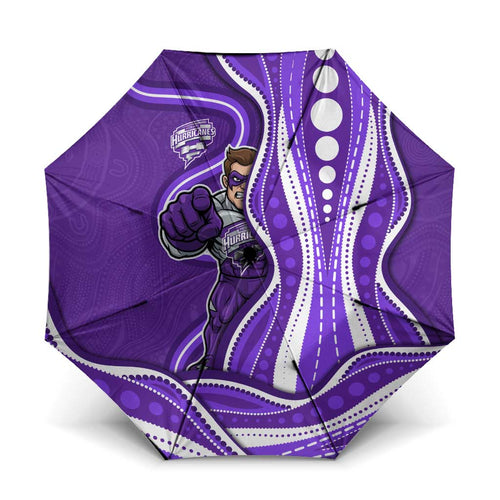 Hobart Hurricanes Umbrella Aboriginal Dot Art Purple White - Tribal Wave Pattern