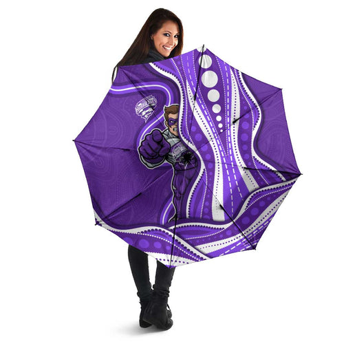 Hobart Hurricanes Umbrella Aboriginal Dot Art Purple White - Tribal Wave Pattern