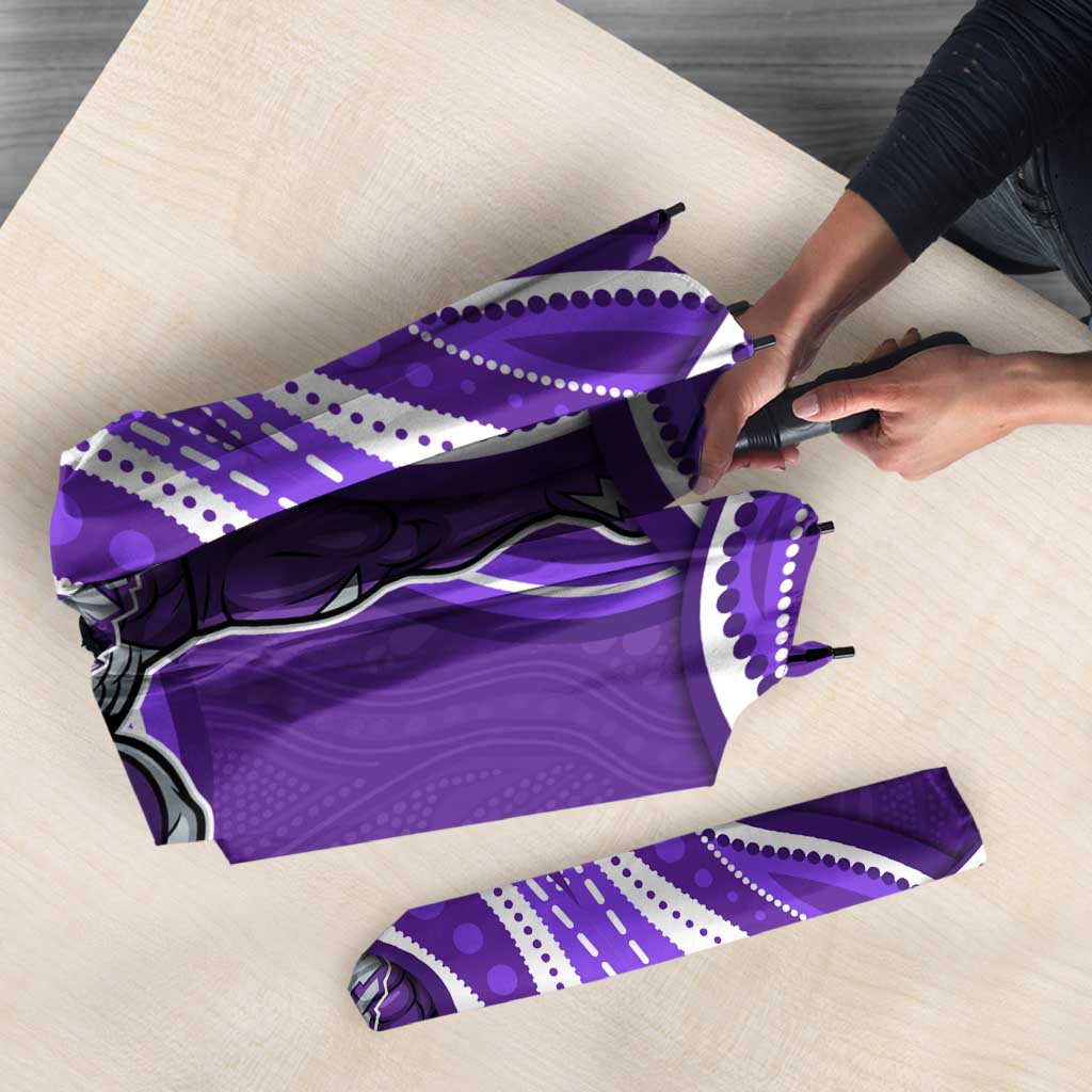 Hobart Hurricanes Umbrella Aboriginal Dot Art Purple White - Tribal Wave Pattern