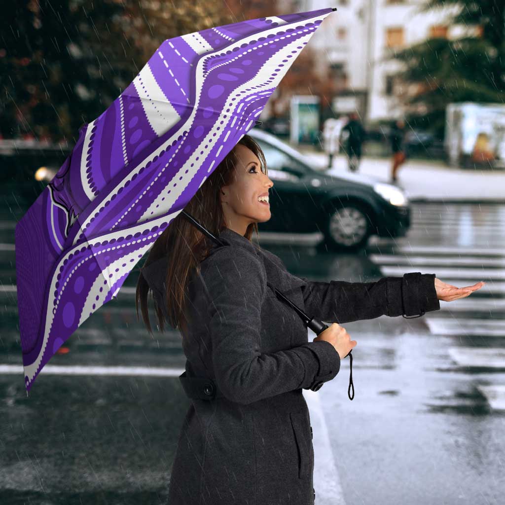 Hobart Hurricanes Umbrella Aboriginal Dot Art Purple White - Tribal Wave Pattern