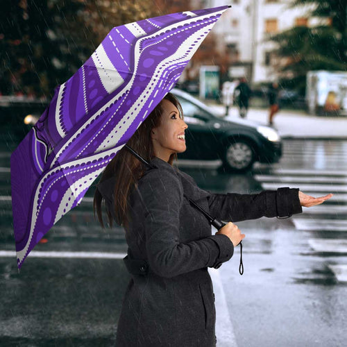 Hobart Hurricanes Umbrella Aboriginal Dot Art Purple White - Tribal Wave Pattern
