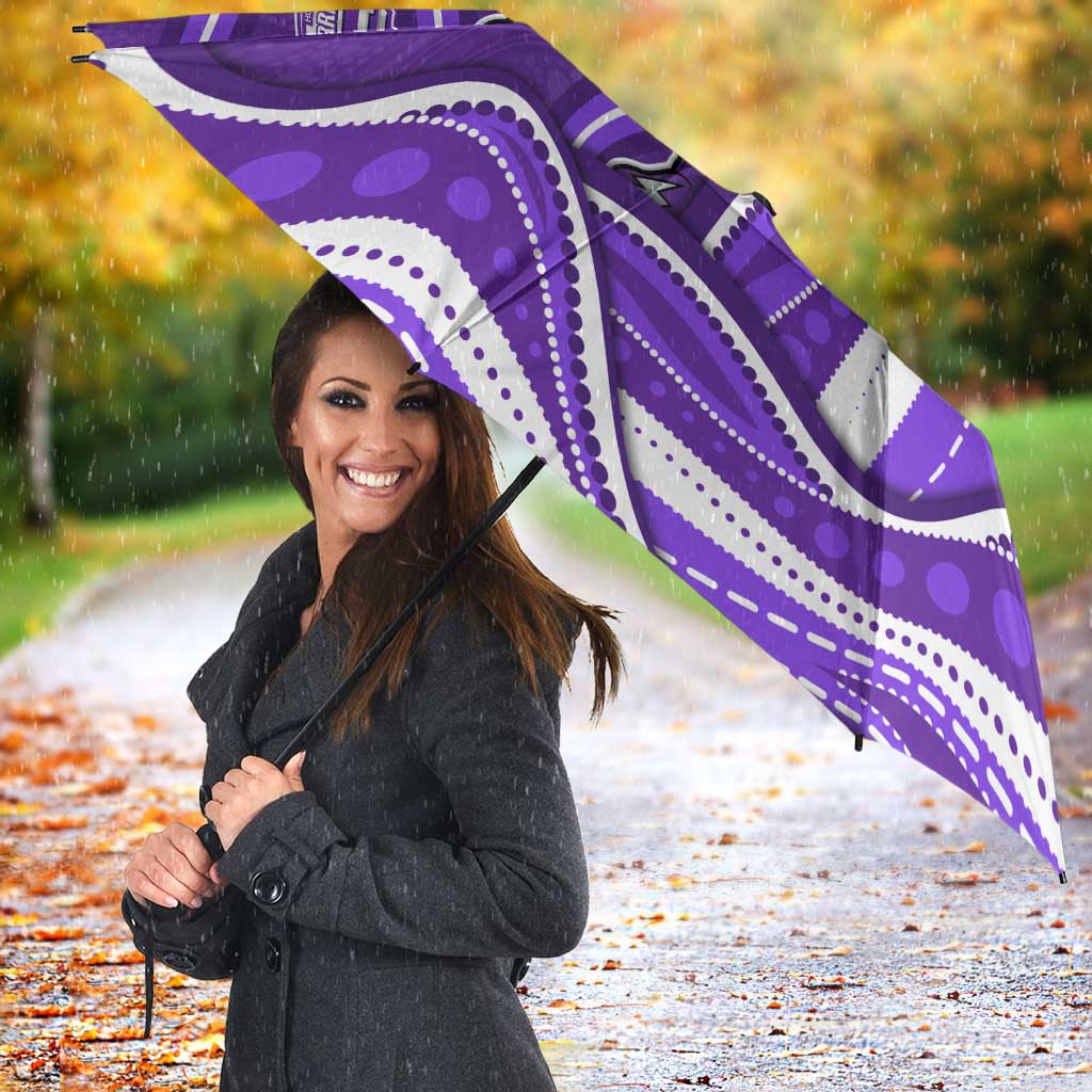 Hobart Hurricanes Umbrella Aboriginal Dot Art Purple White - Tribal Wave Pattern