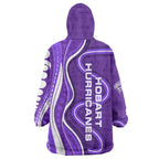 Hobart Hurricanes Wearable Blanket Hoodie Aboriginal Dot Art Purple White - Tribal Wave Pattern
