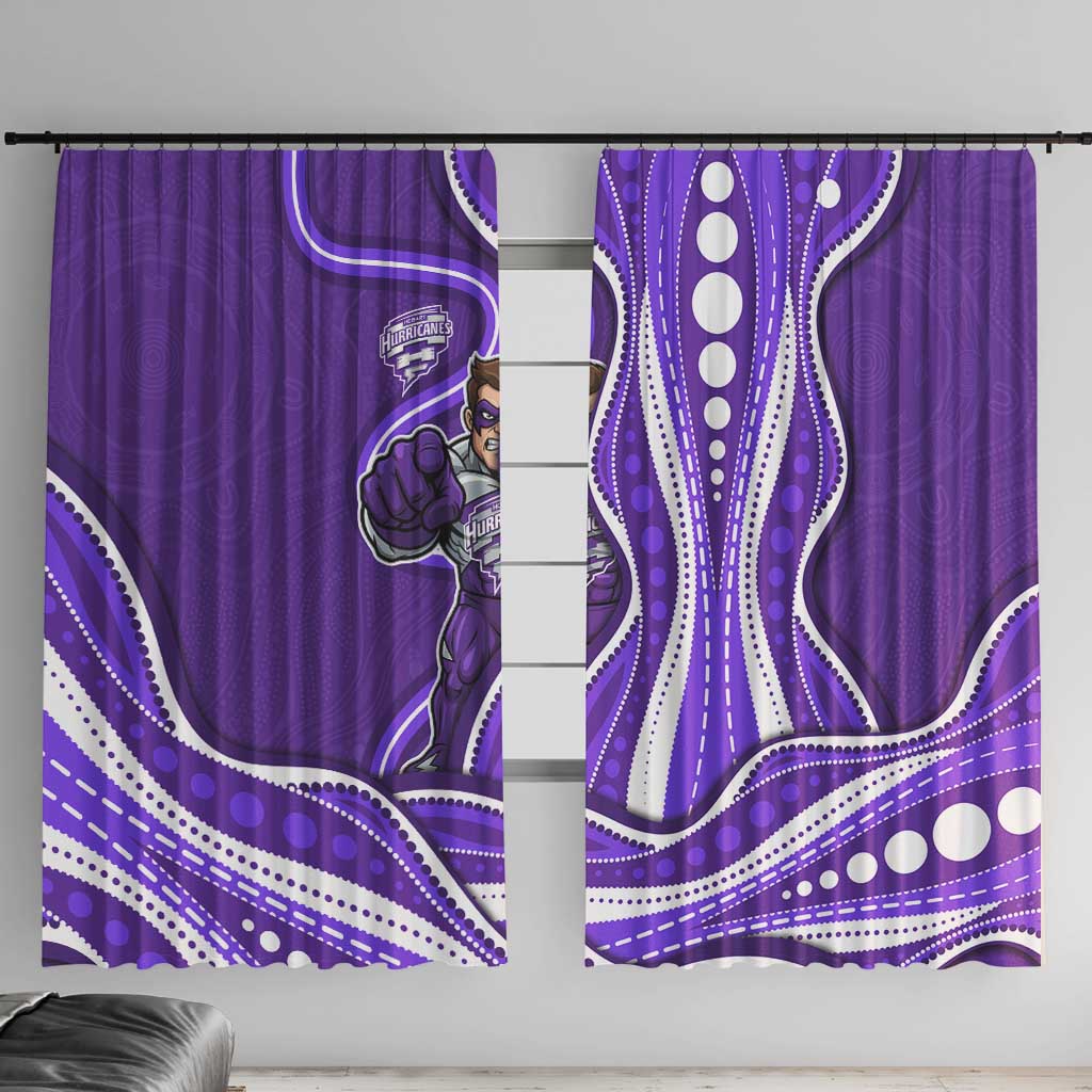 Hobart Hurricanes Window Curtain Aboriginal Dot Art Purple White - Tribal Wave Pattern