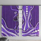 Hobart Hurricanes Window Curtain Aboriginal Dot Art Purple White - Tribal Wave Pattern