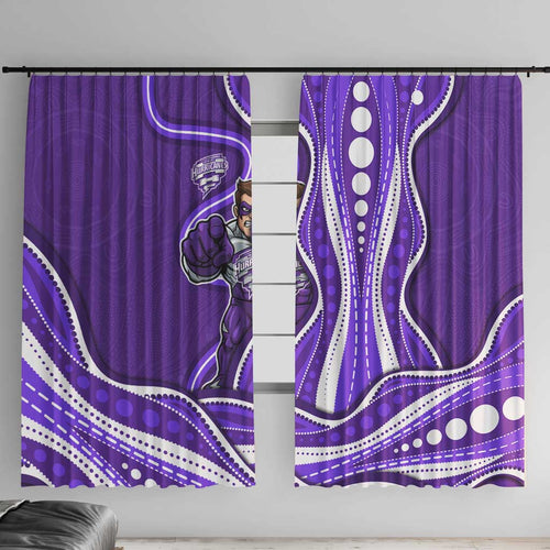 Hobart Hurricanes Window Curtain Aboriginal Dot Art Purple White - Tribal Wave Pattern
