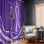 Hobart Hurricanes Window Curtain Aboriginal Dot Art Purple White - Tribal Wave Pattern